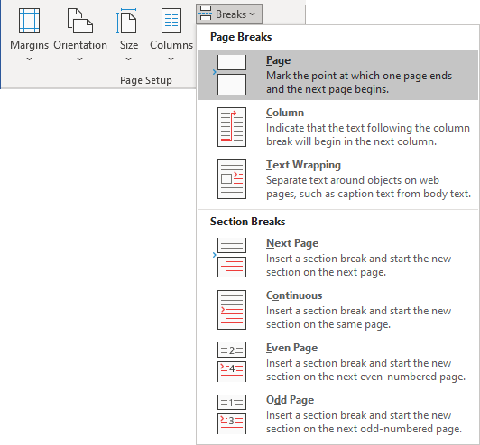 Pagination Breaks In A Word Document Microsoft Word 365