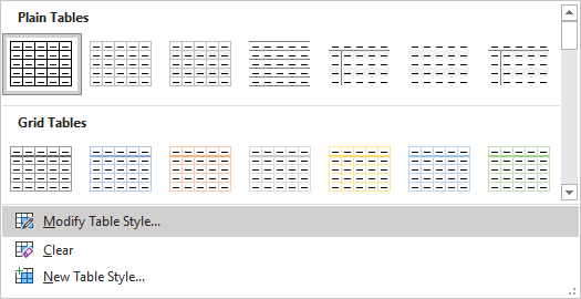 Modify Table Style in Word 365