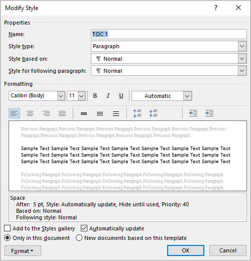 How to create and modify Tables of Contents Microsoft Word 365