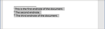 Select all endnotes in Word 365