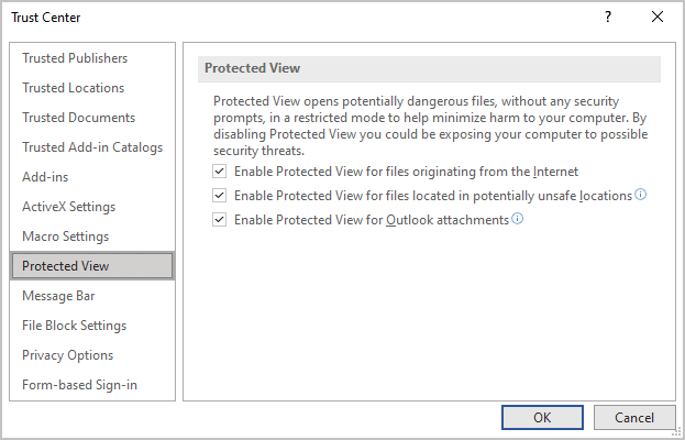 Excel 365 Opening In Protected View