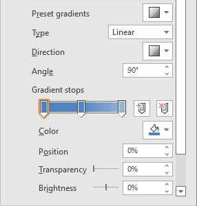 Gradient in the Format pane Office 365