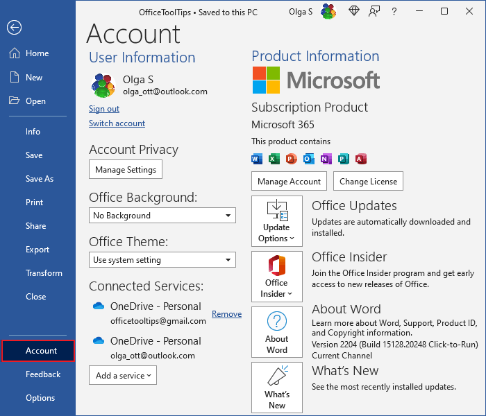 Microsoft office account, Microsoft 365