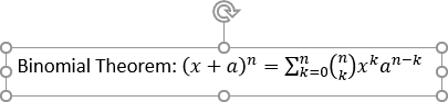 Binomial Theorem equation in PowerPoint 365