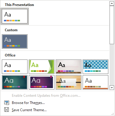 how can you create a new presentation that includes prebuilt layouts colors fonts