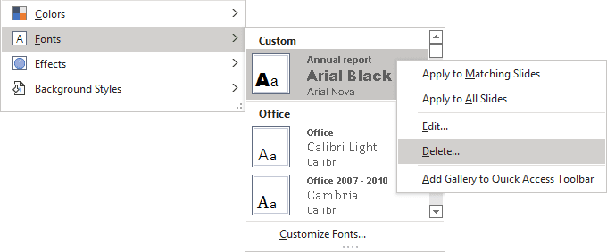 Delete Fonts in PowerPoint 365