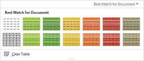 Table Styles for Facet theme in PowerPoint 365