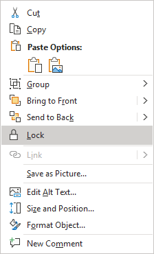 Lock in popup menu PowerPoint 365