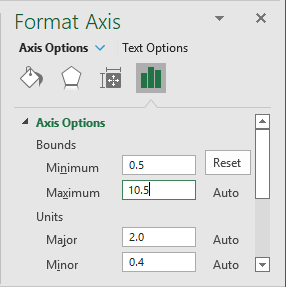 Format axis bounds in Excel 365