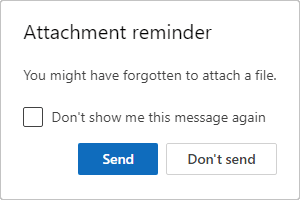 Attachment Reminder message in Outlook for Web