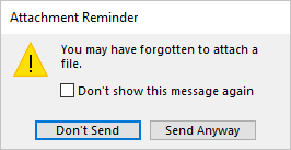 Attachment Reminder message in Outlook 365