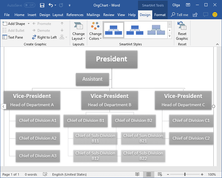 How To Draw An Organizational Chart In Word