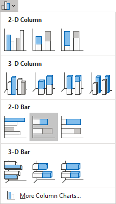 Stacked bar chart in Excel 365