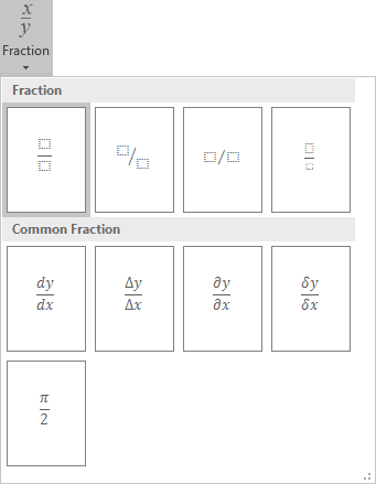 word for mac insert fraction