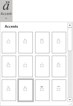 Bar structure in Accent formulas Word 365