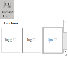 Limit structure in Limit and Log formulas Word 365