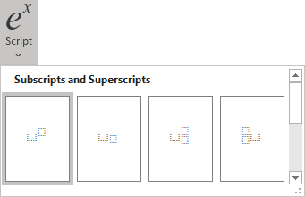 Superscript in equations Word 365