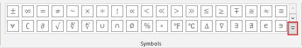 More symbols in equations Word 365