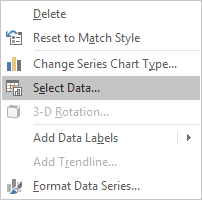 Select data in Excel 2016