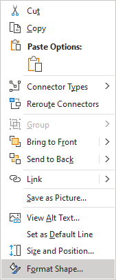 Format Shape popup in Excel 365