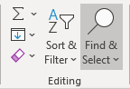 Find & Select in Excel 365
