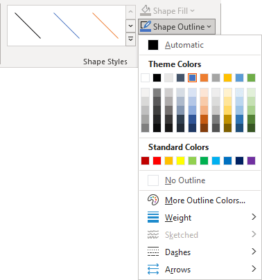 Line Shape Outline in Excel 365