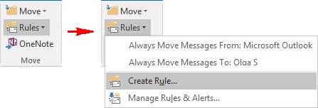 create rules in outlook 2016