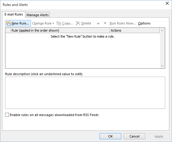 New Rule in Outlook 2016