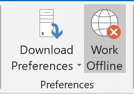 microsoft outlook working offline shaded