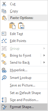 Format shape in popup in PowerPoint 2016