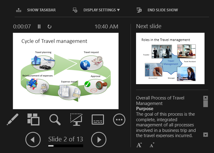 powerpoint notes how to view during presentation