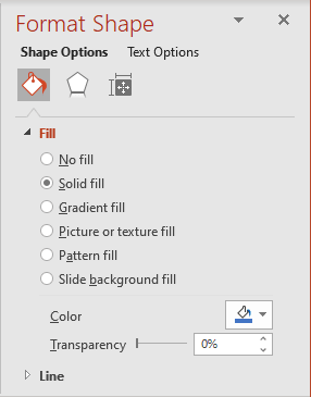 Solid Fill in Format Shape pane PowerPoint 365