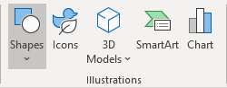 Shapes button in PowerPoint 365