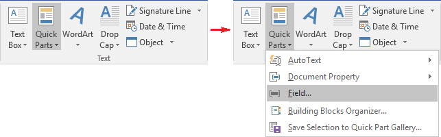 microsoft word add field for charts