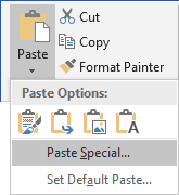 Paste Special in Word 2016