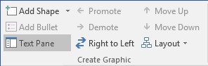 Text pane in Word 2016
