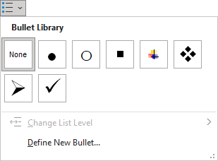 Bullets list in Word 365