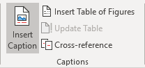 Insert Caption button in Word 365