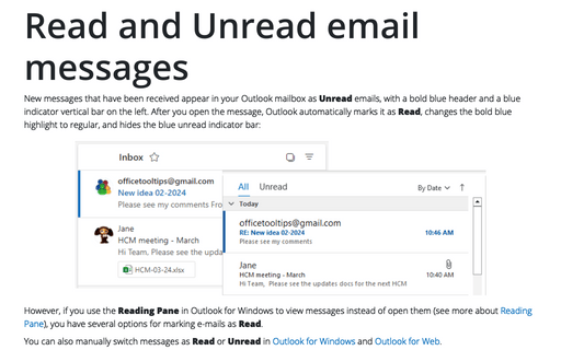 Read and Unread email messages