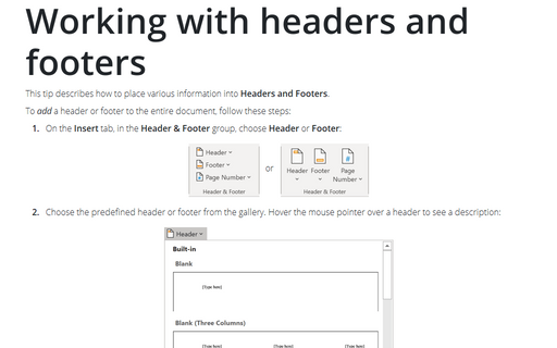 how to create header and footer in word 2003