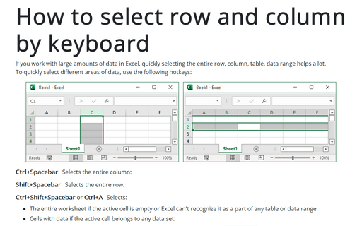 How to select row and column by keyboard