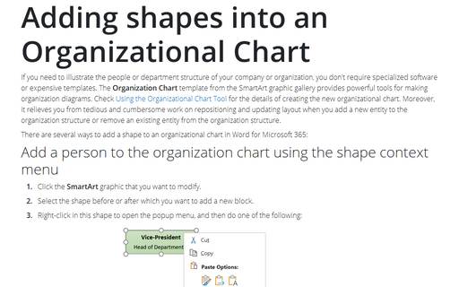 how to rearrange organizational charts in word 2013