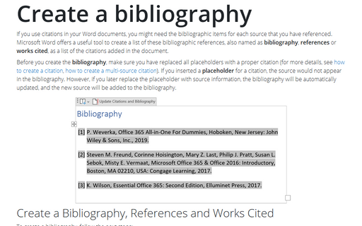 update the bibliography in word 2016