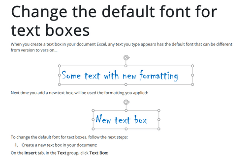 Change the default font for text boxes in Excel