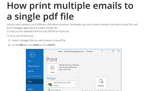 how to print selected text in email