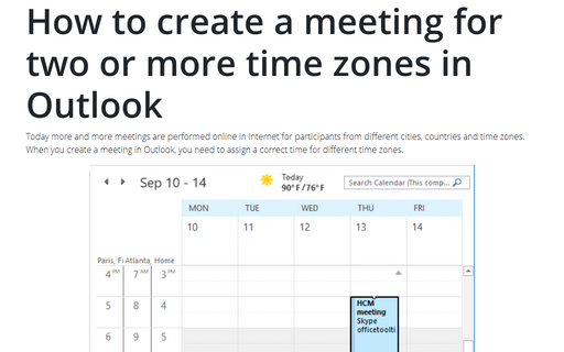 meeting schedule time zone by address