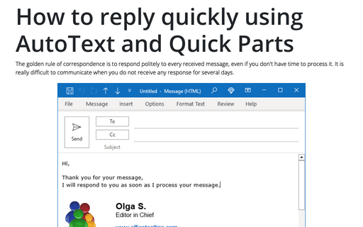 setting up autotext in outlook 2013