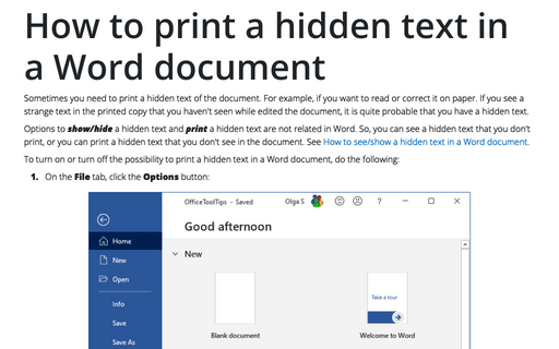 how to show hide in word 2017