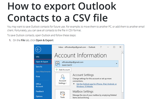 export office 365 contacts