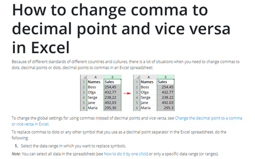 change dot for comma excel mac